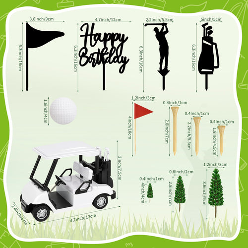 21-Piece Golf Cake Decorations Set with Cart, Flags, Trees - Hxezoc Golf Birthday Cake Toppers
