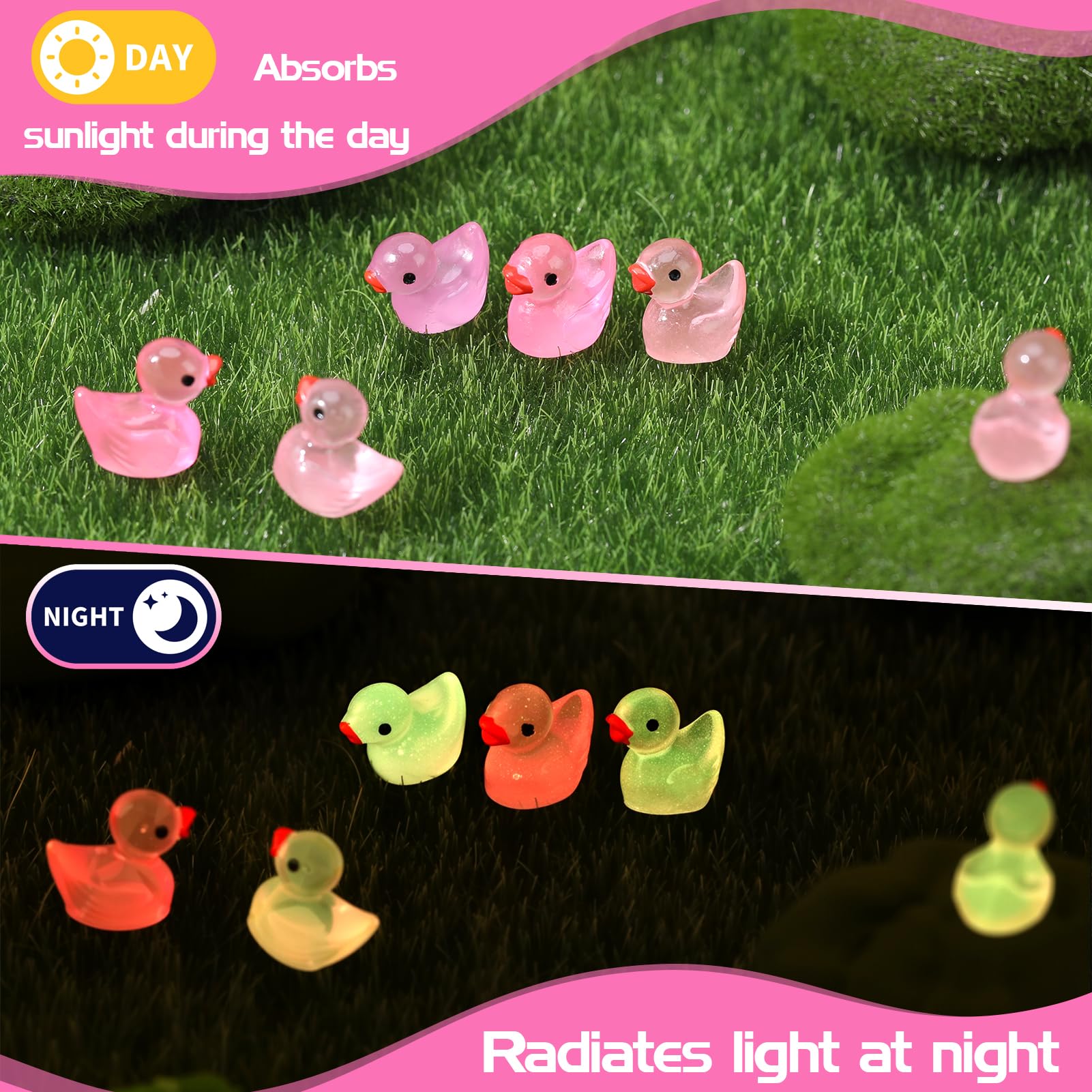 210 Mini Resin Ducks in Pink, Red & Purple – Tiny Duck Figurines for DIY Crafts, Dollhouse Decor & Valentine's Day Gifts