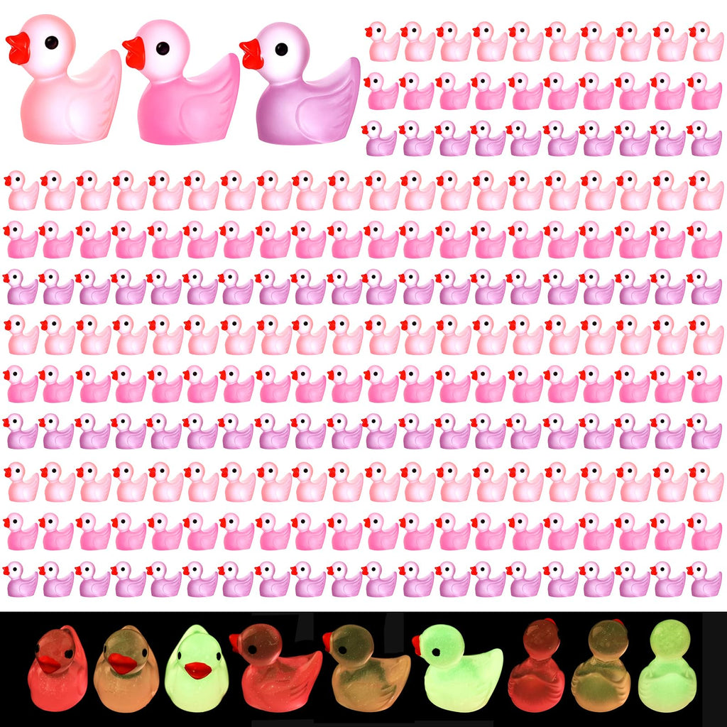 210 Mini Resin Ducks in Pink, Red & Purple – Tiny Duck Figurines for DIY Crafts, Dollhouse Decor & Valentine's Day Gifts