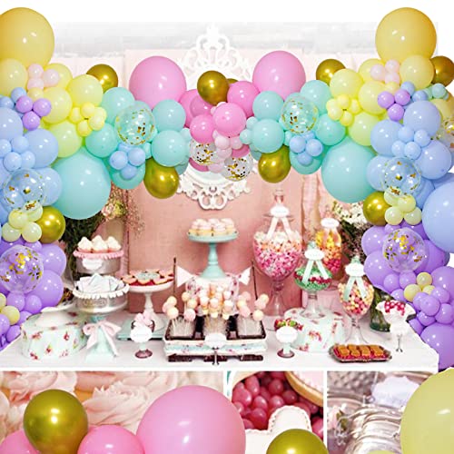 219Pcs Pastel Rainbow Balloon Arch Kit - 5 Inch Latex Balloons for Birthday, Wedding, Baby Shower Decorations