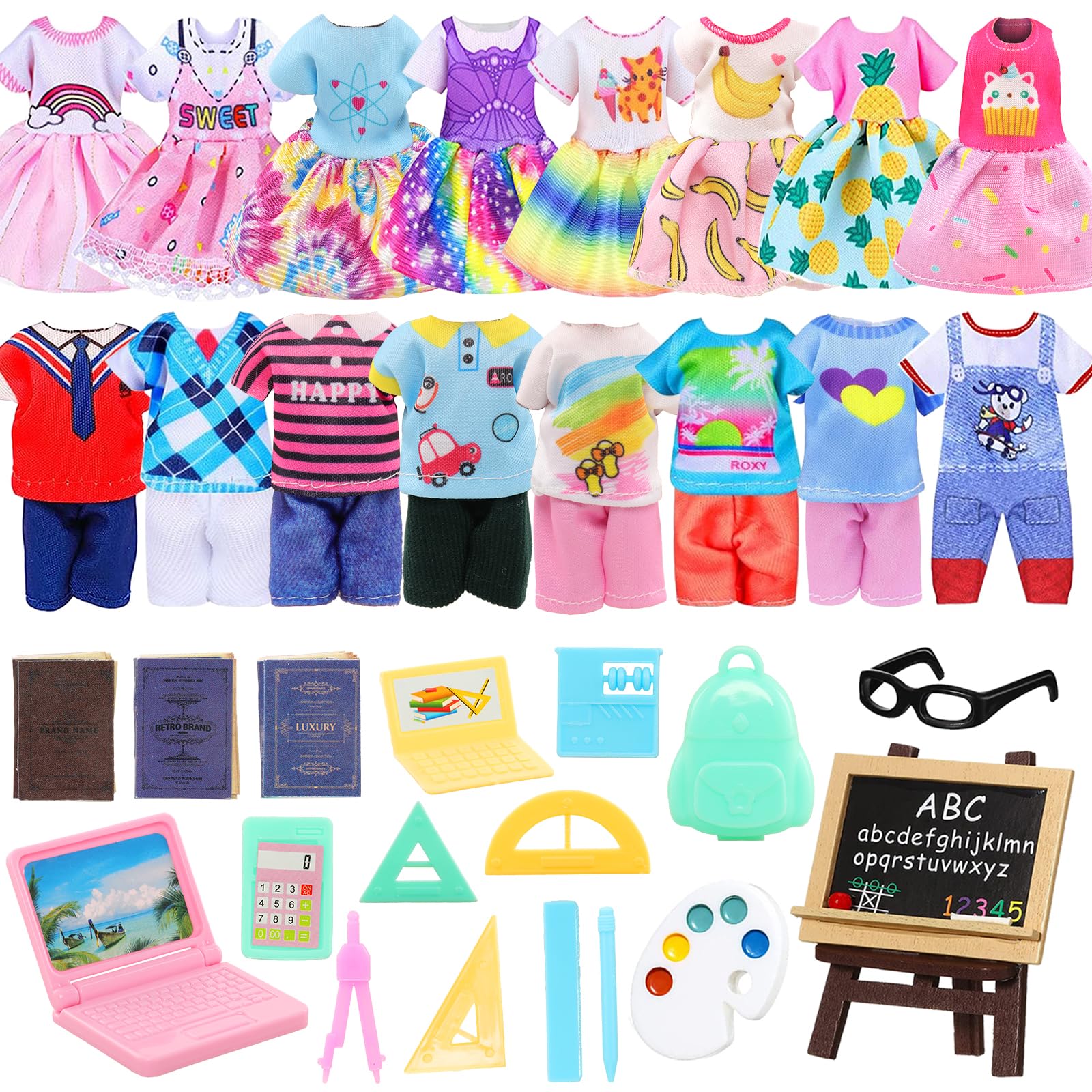 22-Piece 6-Inch Doll School Set with Clothes, Computer, and 15 Study Accessories by ENOCHT