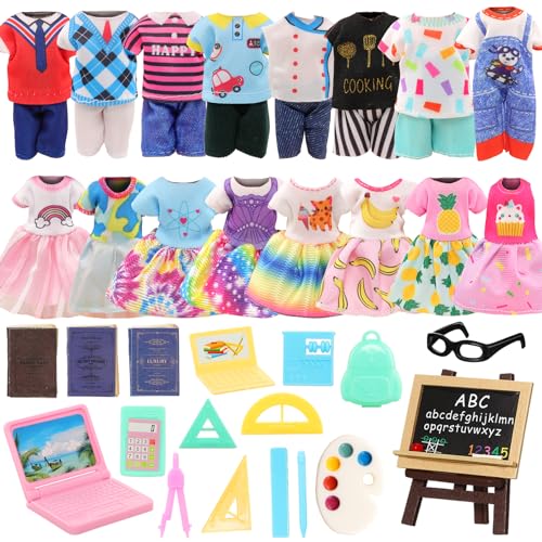 22-Piece 6-Inch Doll School Set with Clothes, Computer, and 15 Study Accessories by ENOCHT