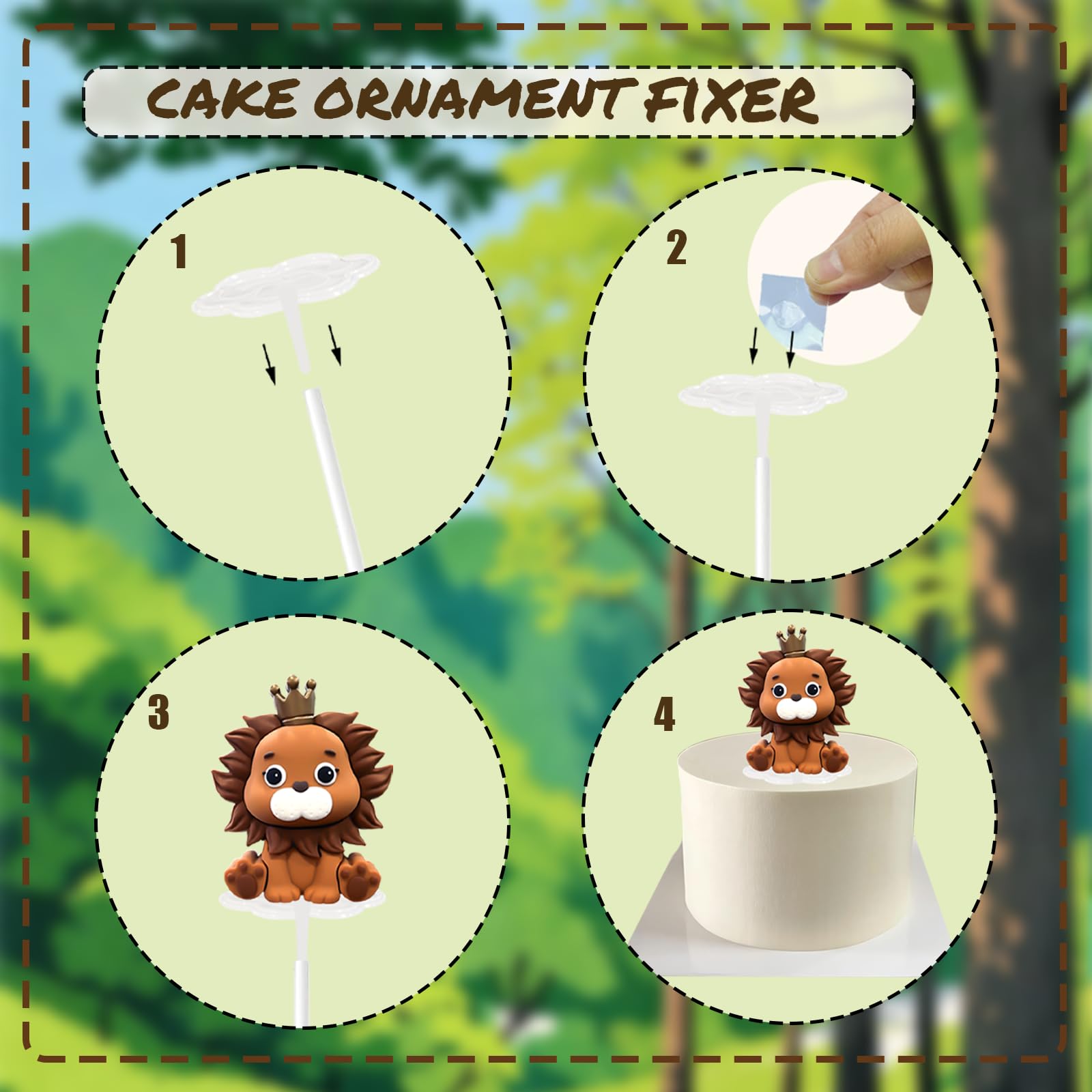 22PCS Safari Animal Cake Toppers – Wild One Jungle Theme with 5 Rubber Animals and Leaves