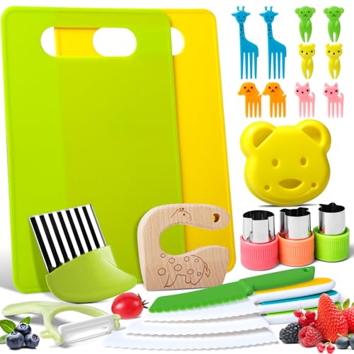23-Piece Kids Cooking Set – Safe Kitchen Knives, Cutting Board, Peeler & Sandwich Cutters for Toddlers