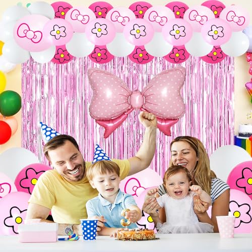 23-Piece Pink Cat Theme Party Decorations Set - Tinsel Foil Fringe Curtains, Balloons & More by OPQKC