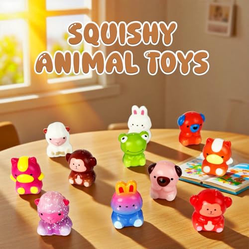 24 Animal Squishy Toys – Slow Rising PU Foam Stress Fidgets for Kids Party Favors