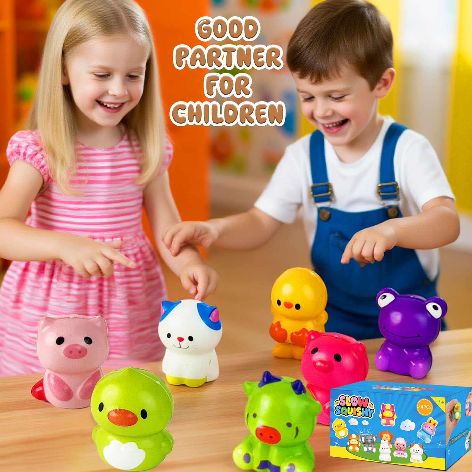 24 Animal Squishy Toys – Slow Rising PU Foam Stress Fidgets for Kids Party Favors