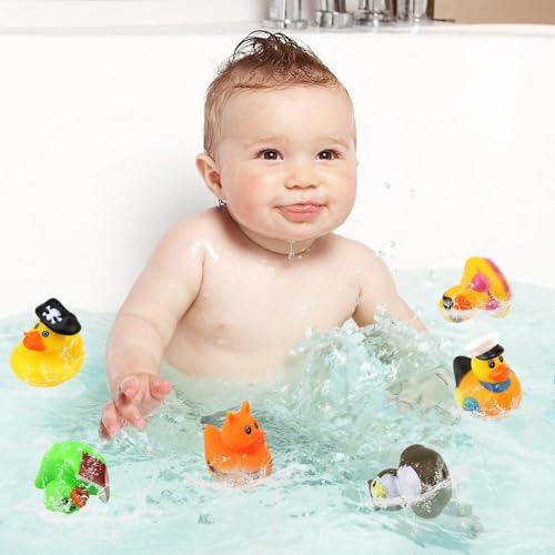 24 Assorted Rubber Ducks – 2.75 Inch Bulk Bath Toys for Kids, Party Favors, and Classroom Prizes