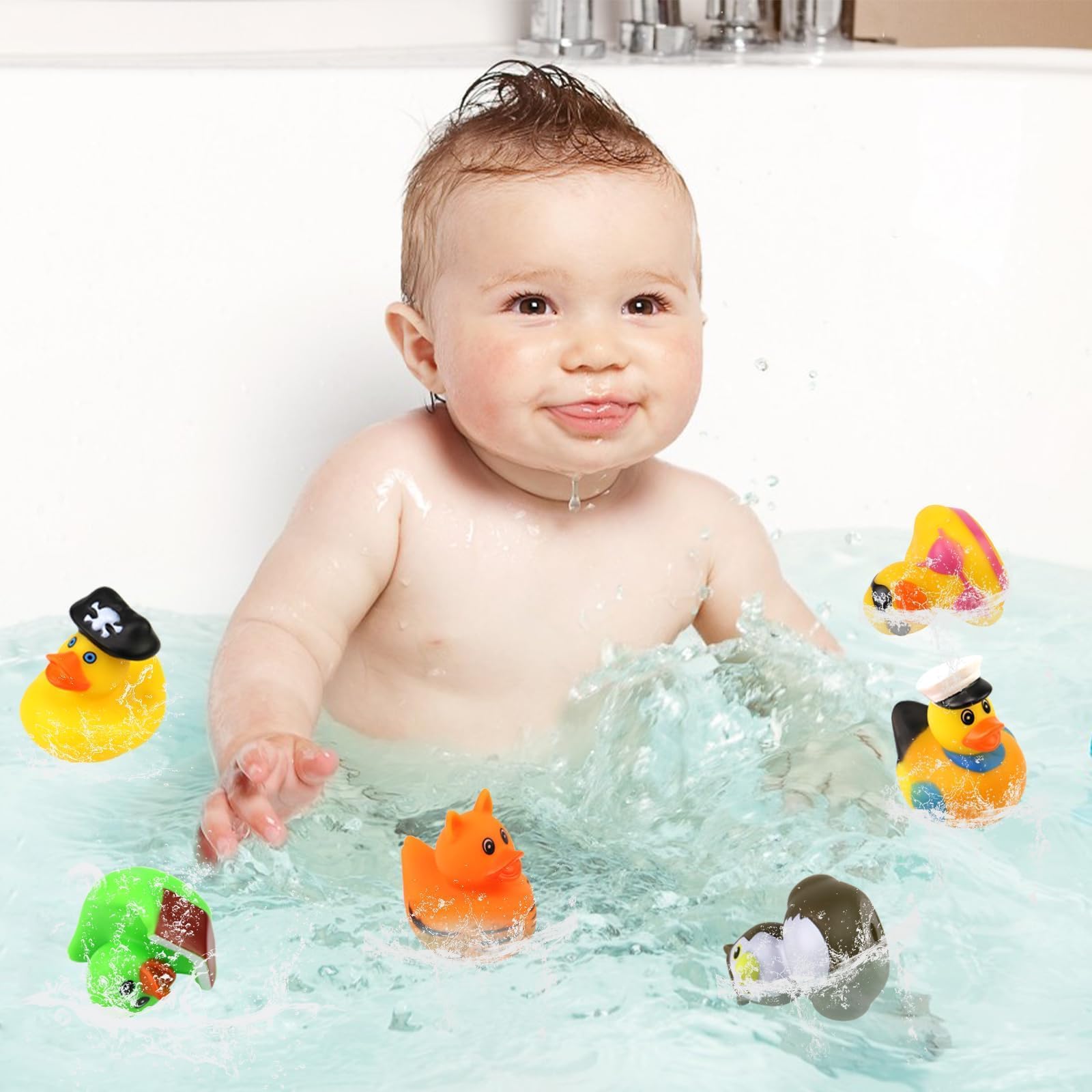 24 Assorted Rubber Ducks – 2.75 Inch Bulk Bath Toys for Kids, Party Favors, and Classroom Prizes