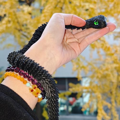 24-Inch 3D Printed Snake Fidget Toy with Dragon Egg – Stress Relief Desk Decor (Black)