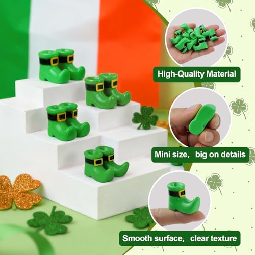 24 Mini Leprechaun Shoe Figurines – 12 Pairs of Resin St. Patrick's Day Boots for Crafts and Decor