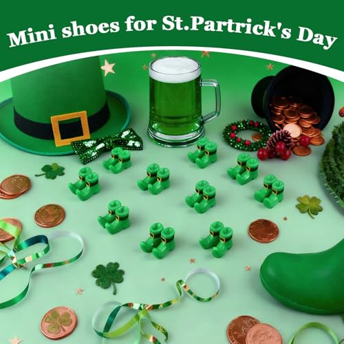 24 Mini Leprechaun Shoe Figurines – 12 Pairs of Resin St. Patrick's Day Boots for Crafts and Decor