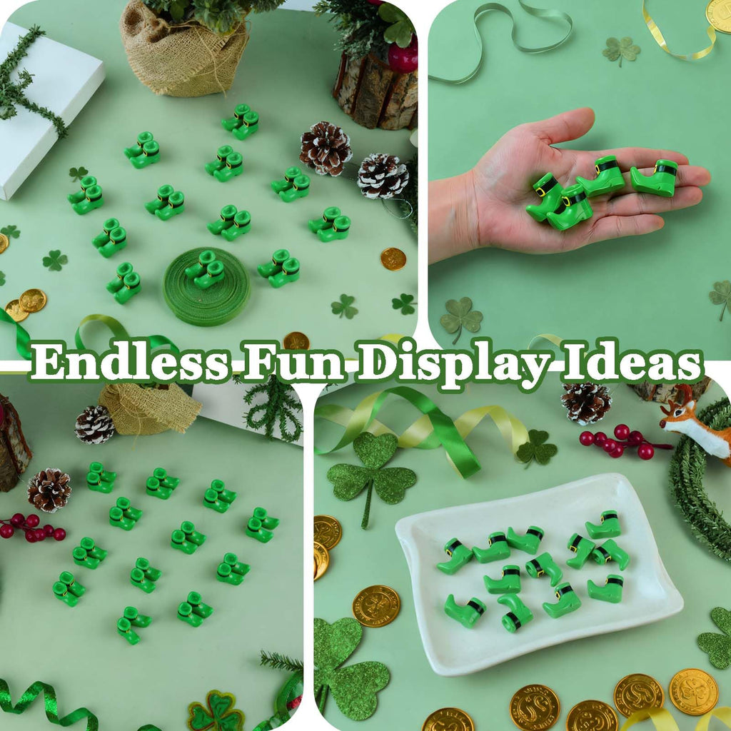 24 Mini Leprechaun Shoe Figurines – 12 Pairs of Resin St. Patrick's Day Boots for Crafts and Decor