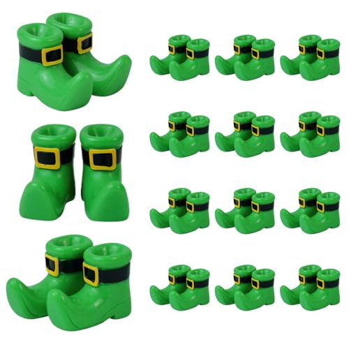 24 Mini Leprechaun Shoe Figurines – 12 Pairs of Resin St. Patrick's Day Boots for Crafts and Decor