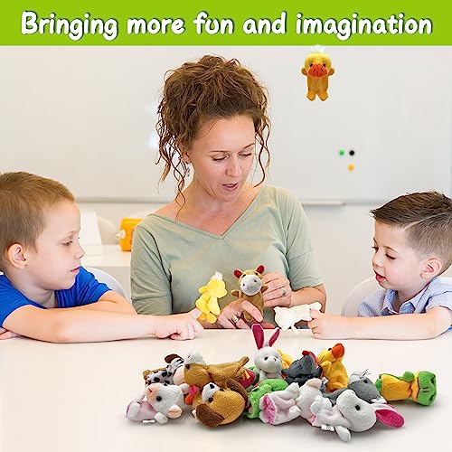 24 Mini Stuffed Animal Finger Puppets – Soft Plush Storytelling Props for Kids, Classroom, & Party Favors