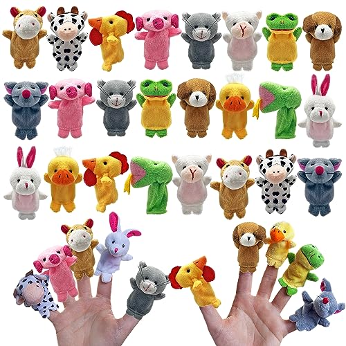 24 Mini Stuffed Animal Finger Puppets – Soft Plush Storytelling Props for Kids, Classroom, & Party Favors
