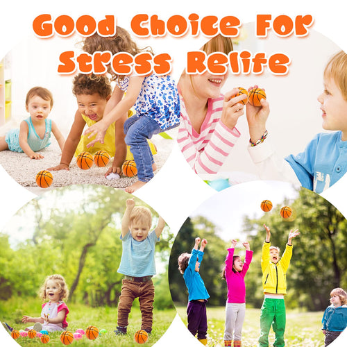 24 Pack 2.5 Inch Basketball Stress Balls – Mini Foam Squeeze Sports Balls for Party Favors, School Rewards, and Stress Relief