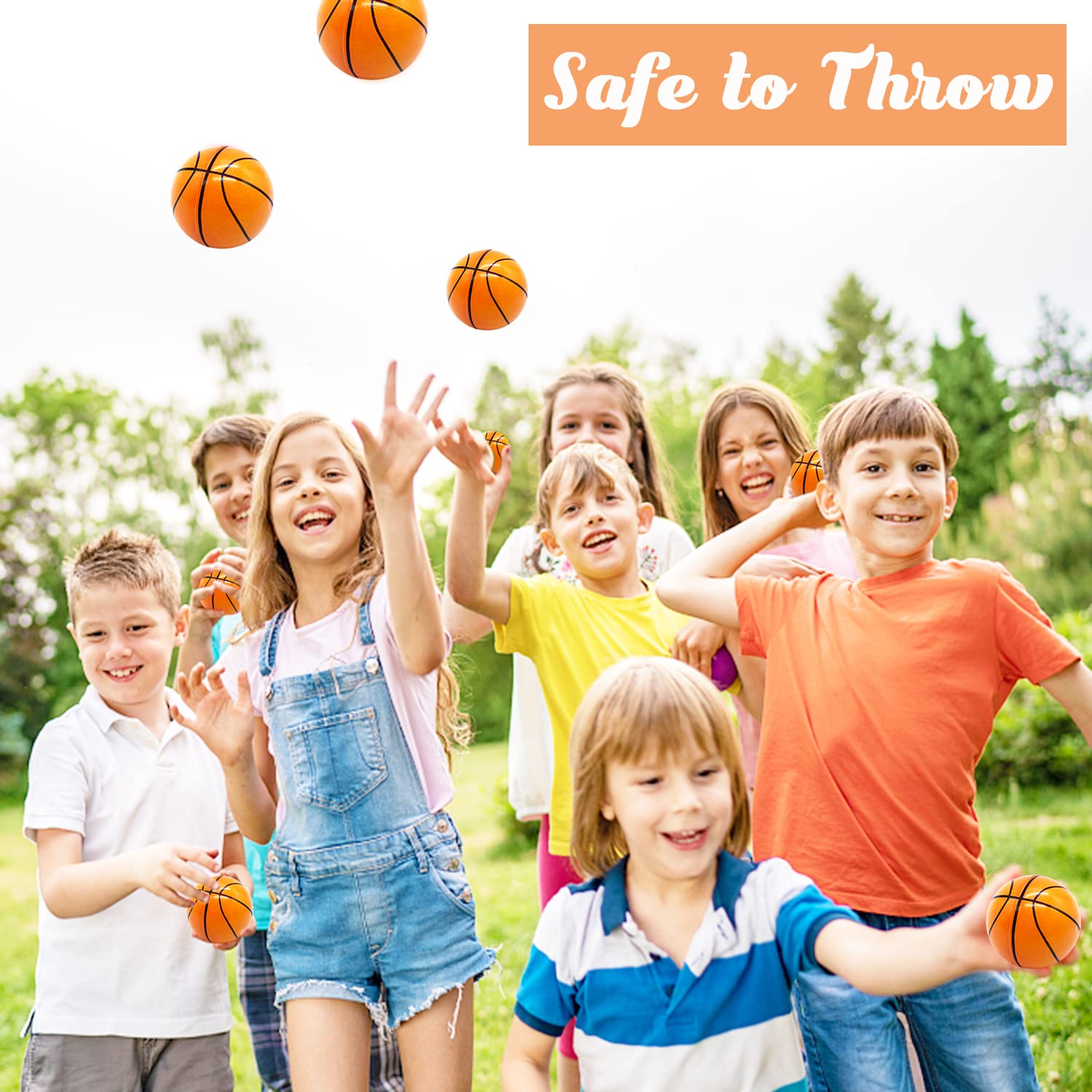 24 Pack 2.5 Inch Basketball Stress Balls – Mini Foam Squeeze Sports Balls for Party Favors, School Rewards, and Stress Relief
