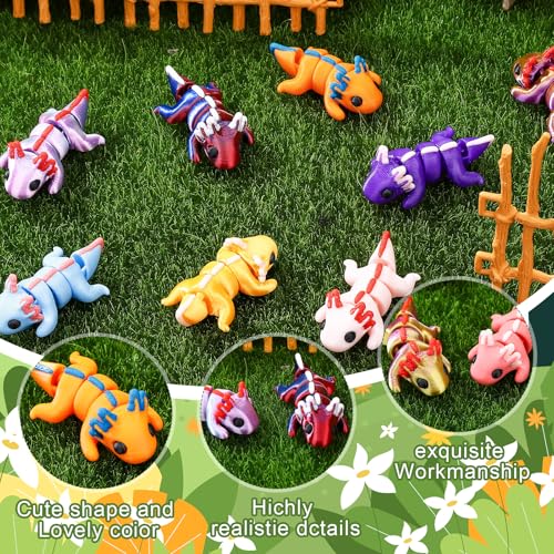 24-Pack 3D Printed Articulated Axolotl Figures – Flexible Fidget Toys for Stress Relief, Party Favors, and Desk Decor