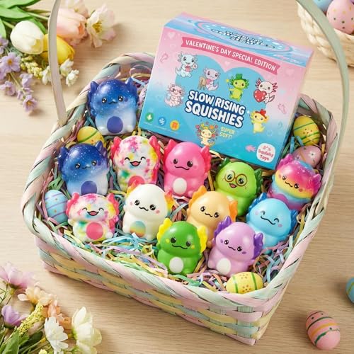 24 Pack Axolotl Slow Rise Squishy Toys – Cute Stress Relief Fidgets for Kids