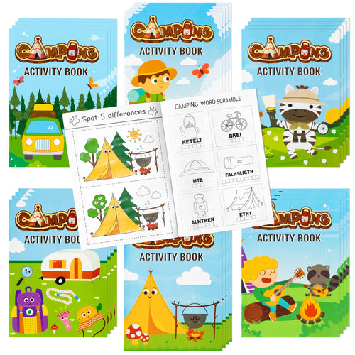 24-Pack Camping Activity Books for Kids – Mini Coloring & Puzzle Games Bulk Party Favors