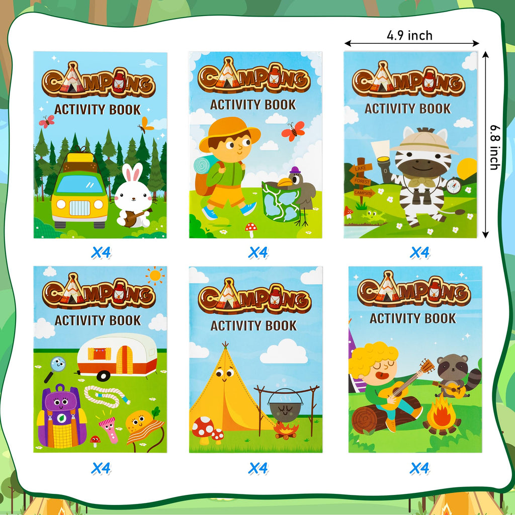 24-Pack Camping Activity Books for Kids – Mini Coloring & Puzzle Games Bulk Party Favors