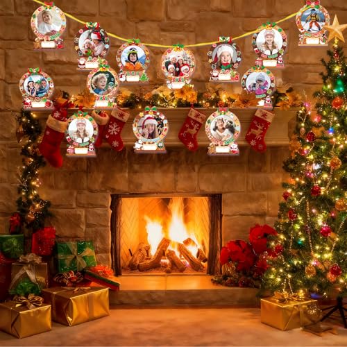 24-Pack Christmas Gingerbread Man Picture Frame Craft Kits for Kids - DIY Photo Ornaments with 500+ Stickers