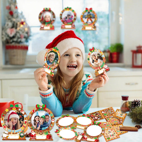 24-Pack Christmas Gingerbread Man Picture Frame Craft Kits for Kids - DIY Photo Ornaments with 500+ Stickers