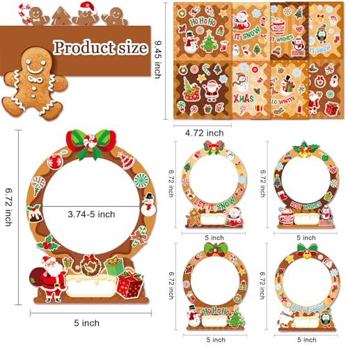 24-Pack Christmas Gingerbread Man Picture Frame Craft Kits for Kids - DIY Photo Ornaments with 500+ Stickers