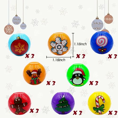 24-Pack Christmas Mini Fidget Spinner Balls – Bulk Stocking Stuffers, Party Favors & Treasure Box Toys