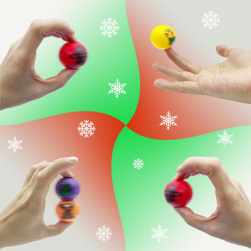 24-Pack Christmas Mini Fidget Spinner Balls – Bulk Stocking Stuffers, Party Favors & Treasure Box Toys