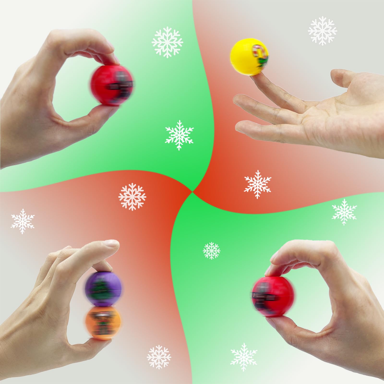 24-Pack Christmas Mini Fidget Spinner Balls – Bulk Stocking Stuffers, Party Favors & Treasure Box Toys
