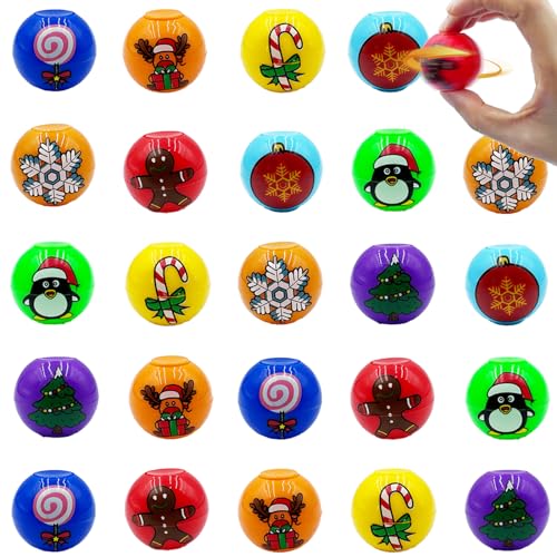 24-Pack Christmas Mini Fidget Spinner Balls – Bulk Stocking Stuffers, Party Favors & Treasure Box Toys