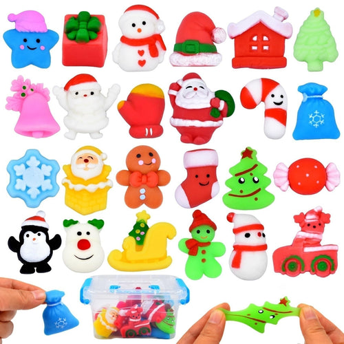 24 Pack Christmas Mochi Squishy Toys – Stress Relief Stocking Stuffers for Kids | Bulk Classroom Gifts