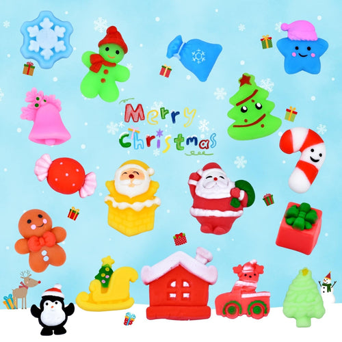 24 Pack Christmas Mochi Squishy Toys – Stress Relief Stocking Stuffers for Kids | Bulk Classroom Gifts
