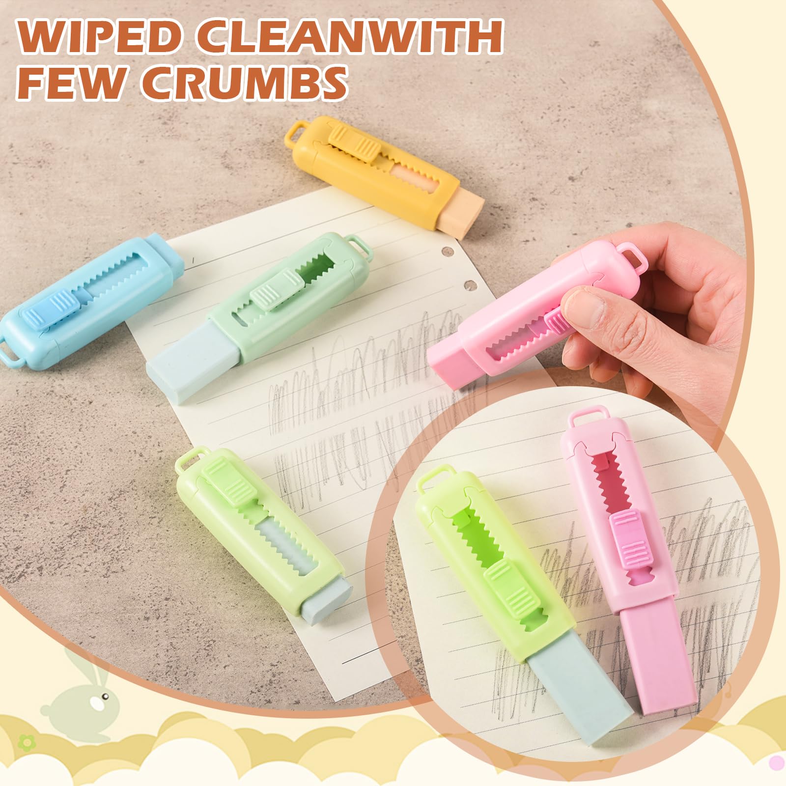 24 Pack Cute Retractable Erasers - Kawaii Cartoon Eraser Pencils for Kids, School Supplies, Party Favors (Style 2)