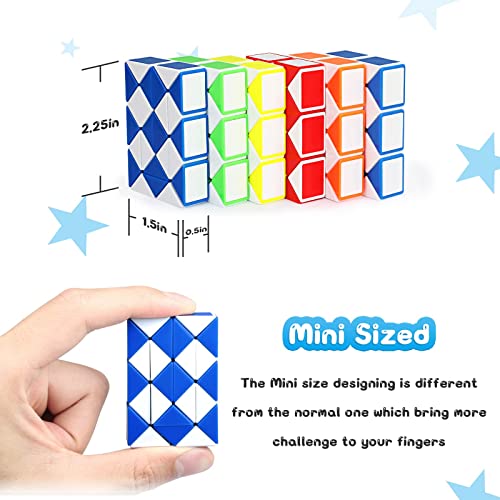 24-Pack Fidget Snake Cubes – Mini Twist Puzzle Bulk Toys for Party Favors, Stocking Stuffers, and Classroom Prizes (Random Colors)
