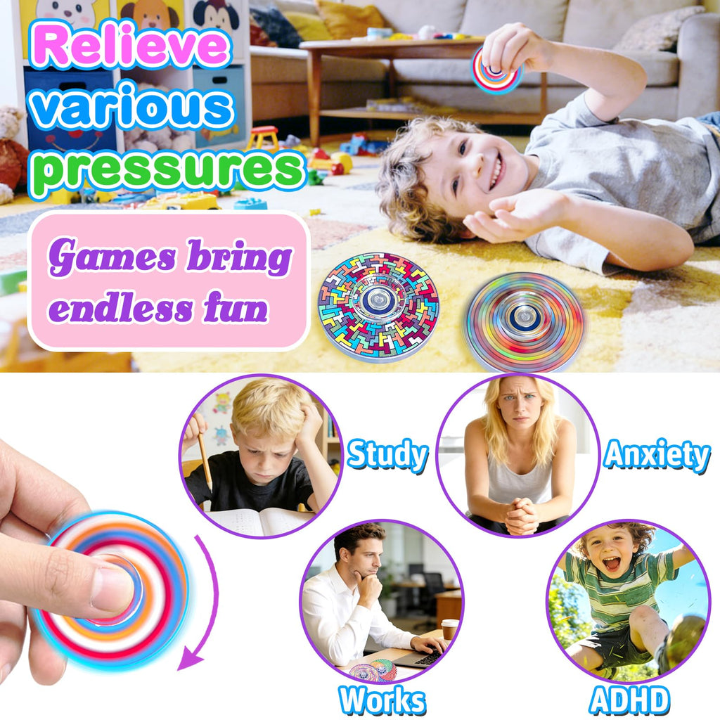 24 Pack Fidget Spinners Bulk - Spiral Stress Relief Toys for Kids & Adults - Party Favors Classroom Prizes
