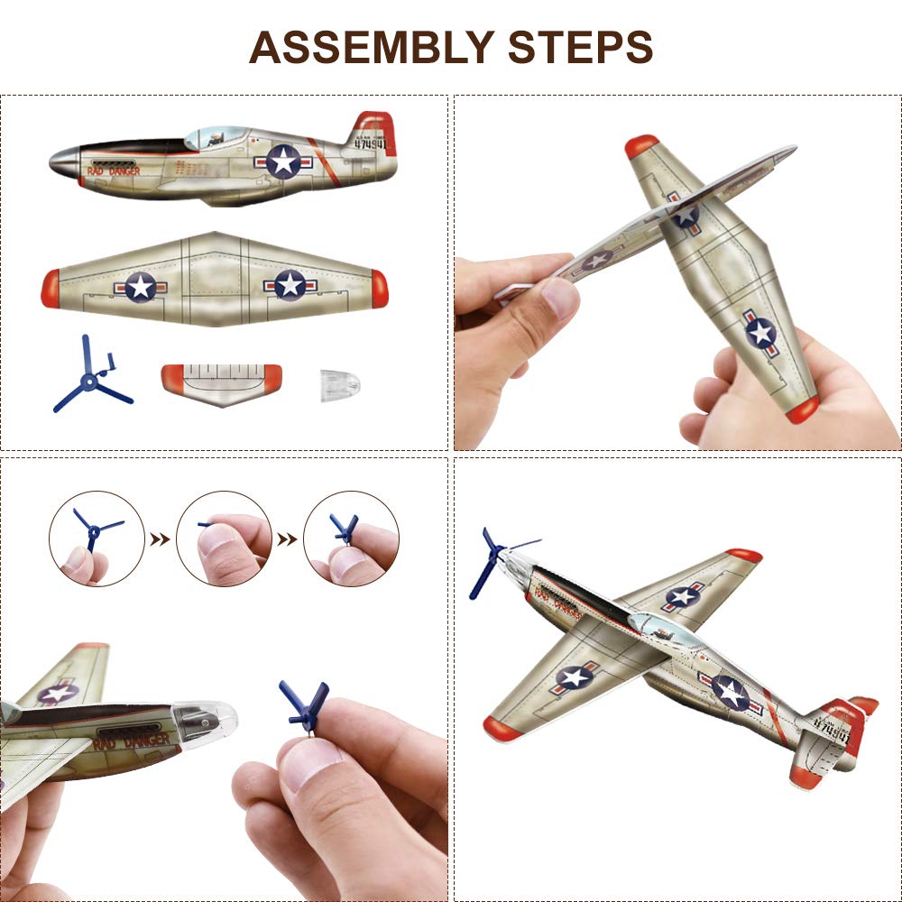 24-Pack Foam Glider Planes – 6 Designs, Easy Assembly, Party Favors for Kids