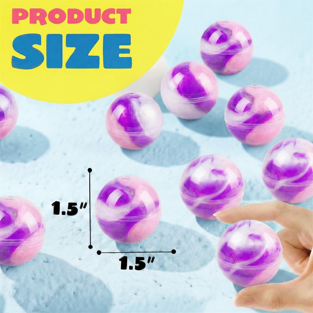 24 Pack Galaxy Slime Balls - Non-Sticky Fidget Toy, Stress Relief, Party Favors - Purple Pink Blue Marble Swirls