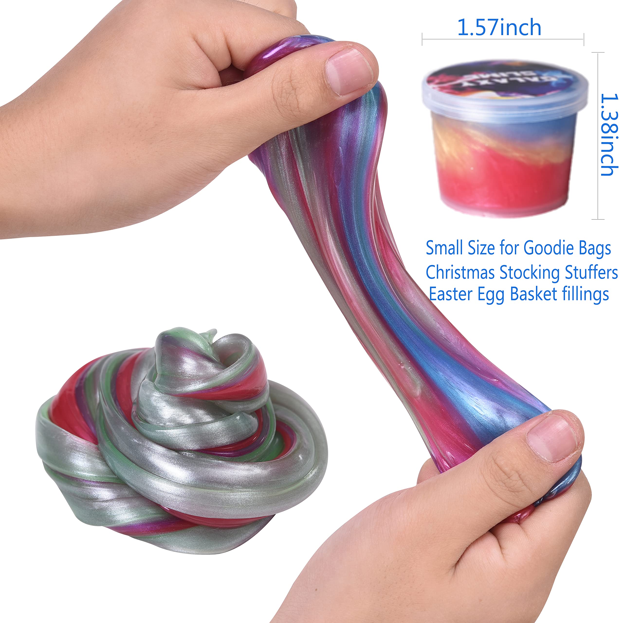 24 Pack Galaxy Slime Bulk – Crystal Slime Putty for Party Favors, Stress Relief, and Sensory Play for Kids Ages 6-12