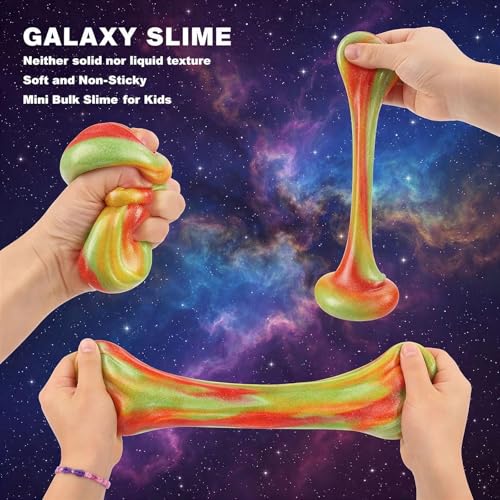 24 Pack Galaxy Slime Putty – Non-Sticky Party Favors for Kids, Gift Box, Stress Relief Toy by BeiyeiDei