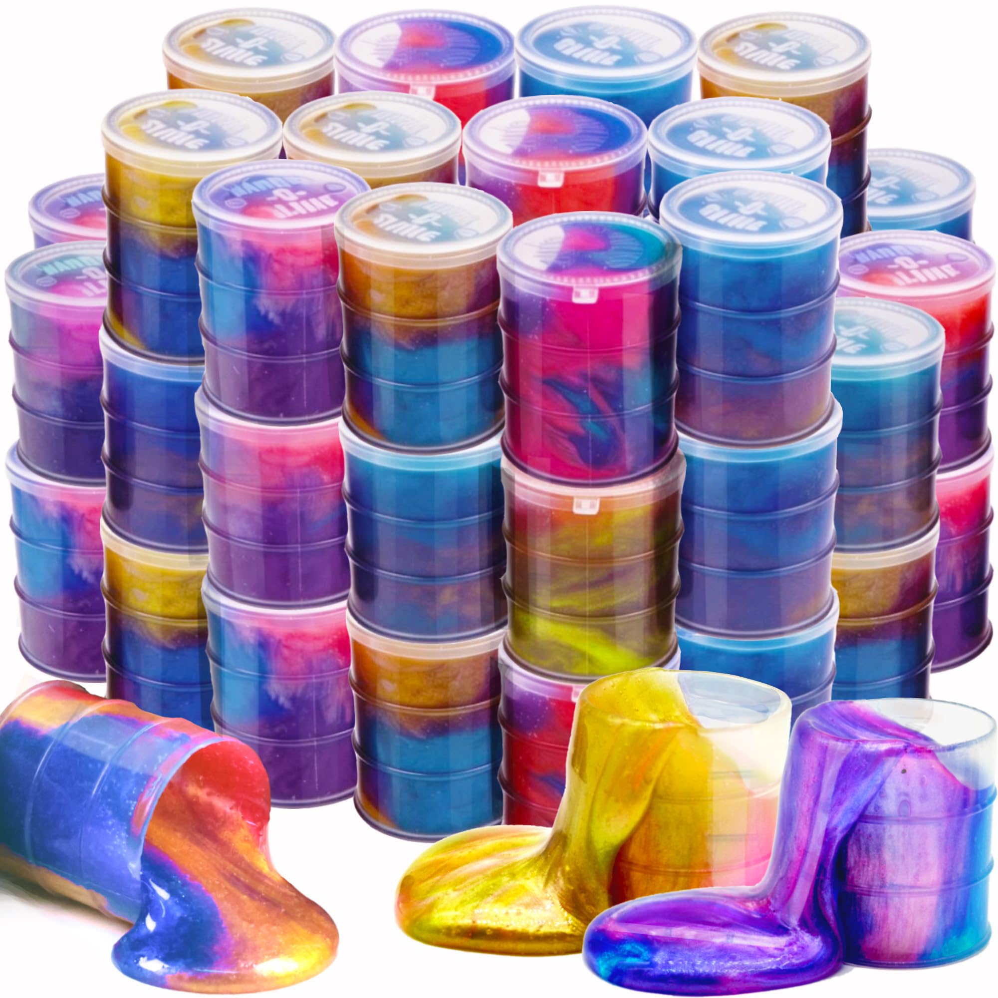 24 Pack Galaxy Star Slime – Non-Sticky, Soft Sludge Toys for Kids Party Favors, Stress Relief, and Easter Basket Stuffers