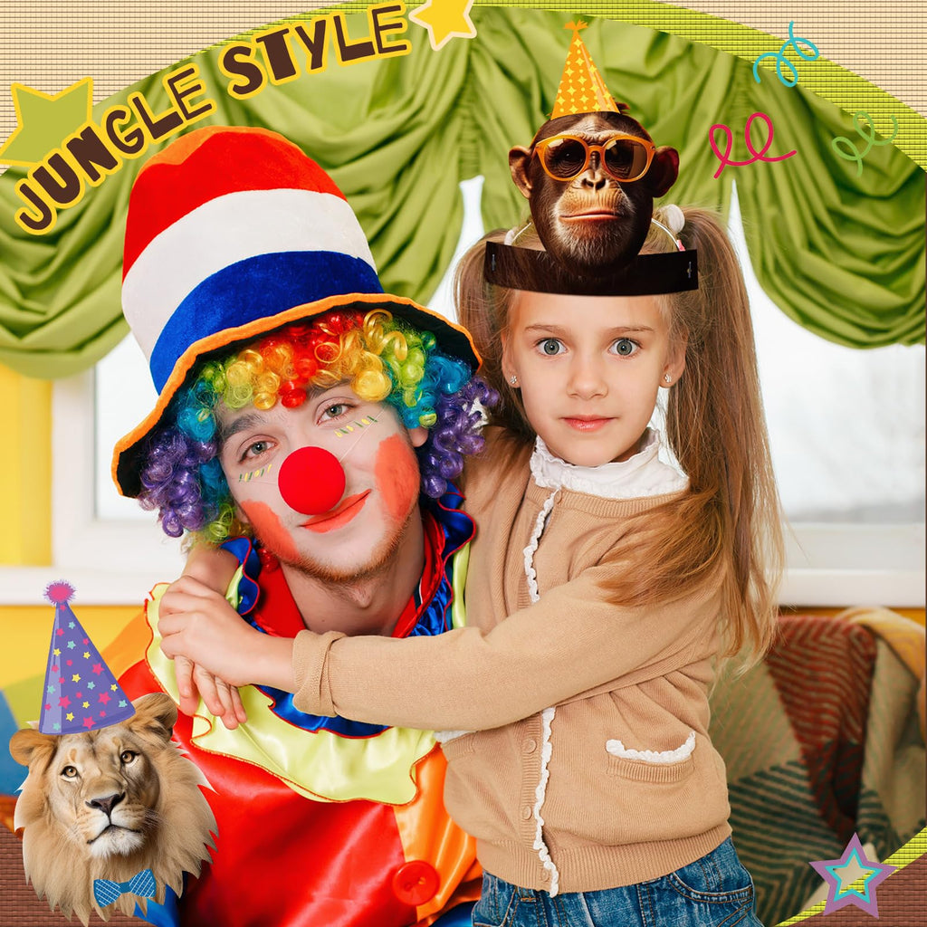 24-Pack Gersoniel Jungle Animal Party Hats for Kids - Paper Crown Headbands for Birthday Decorations