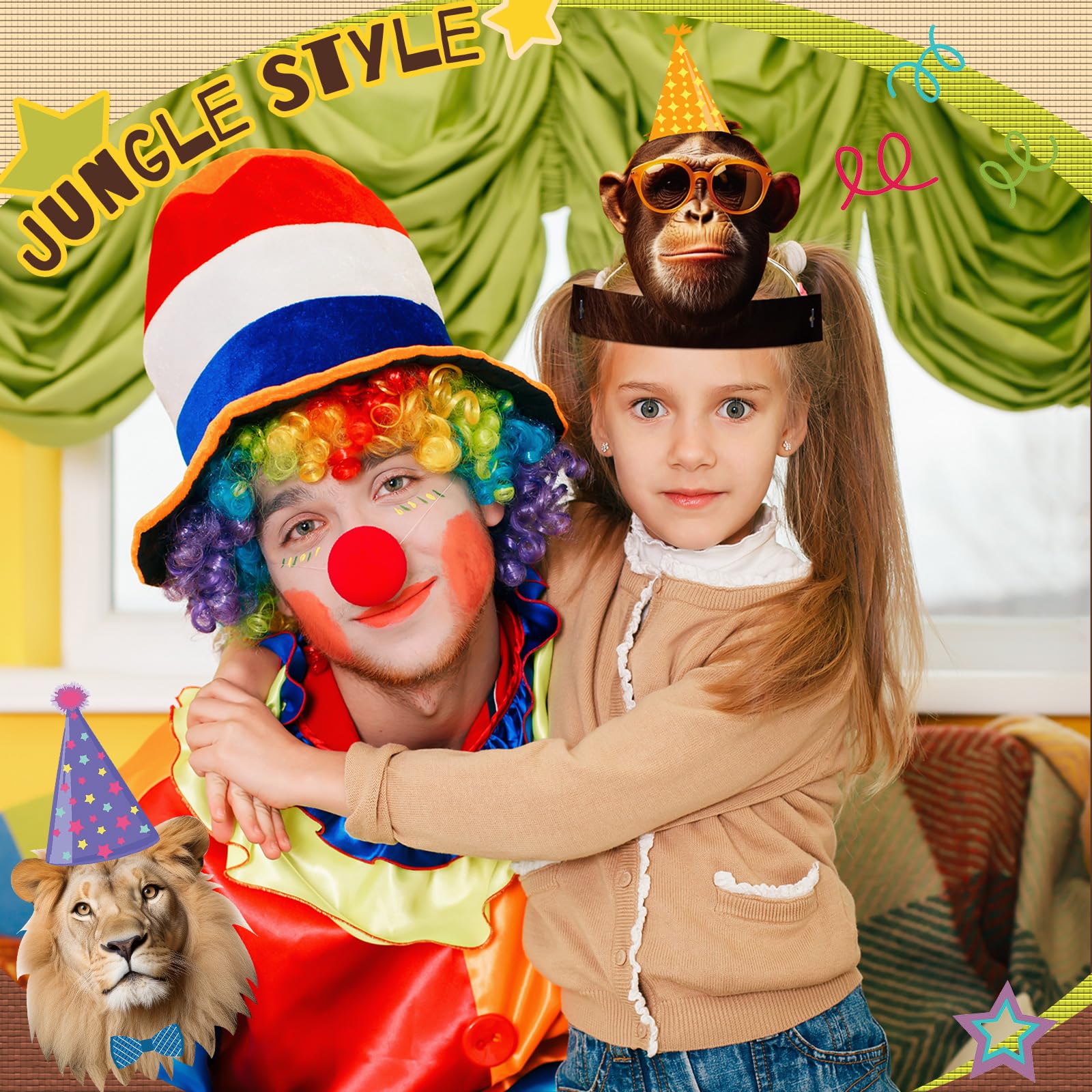 24-Pack Gersoniel Jungle Animal Party Hats for Kids - Paper Crown Headbands for Birthday Decorations