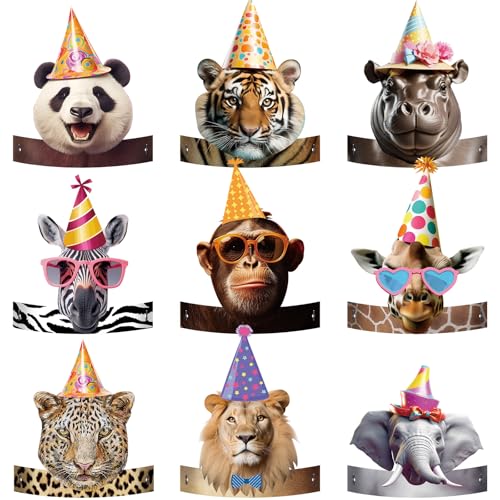 24-Pack Gersoniel Jungle Animal Party Hats for Kids - Paper Crown Headbands for Birthday Decorations