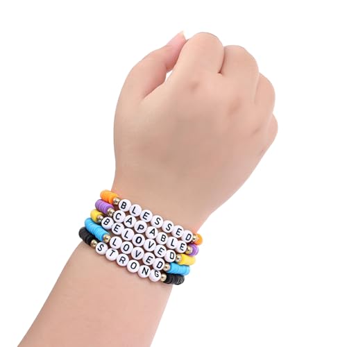24 Pack Jesus Loves You Bracelets: Handmade Clay Bead Christian Friendship Jewelry for Women Teens