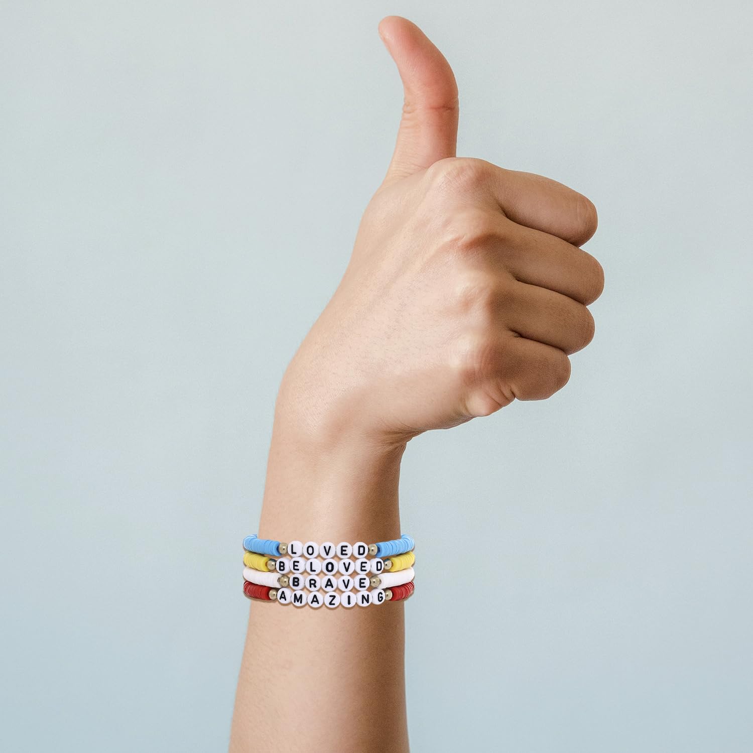 24 Pack Jesus Loves You Bracelets: Handmade Clay Bead Christian Friendship Jewelry for Women Teens