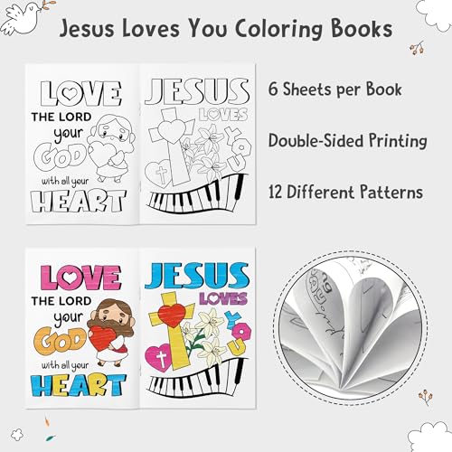 24-Pack Jesus Loves You Coloring Books – Religious Bible DIY Pages for Sunday School Kids