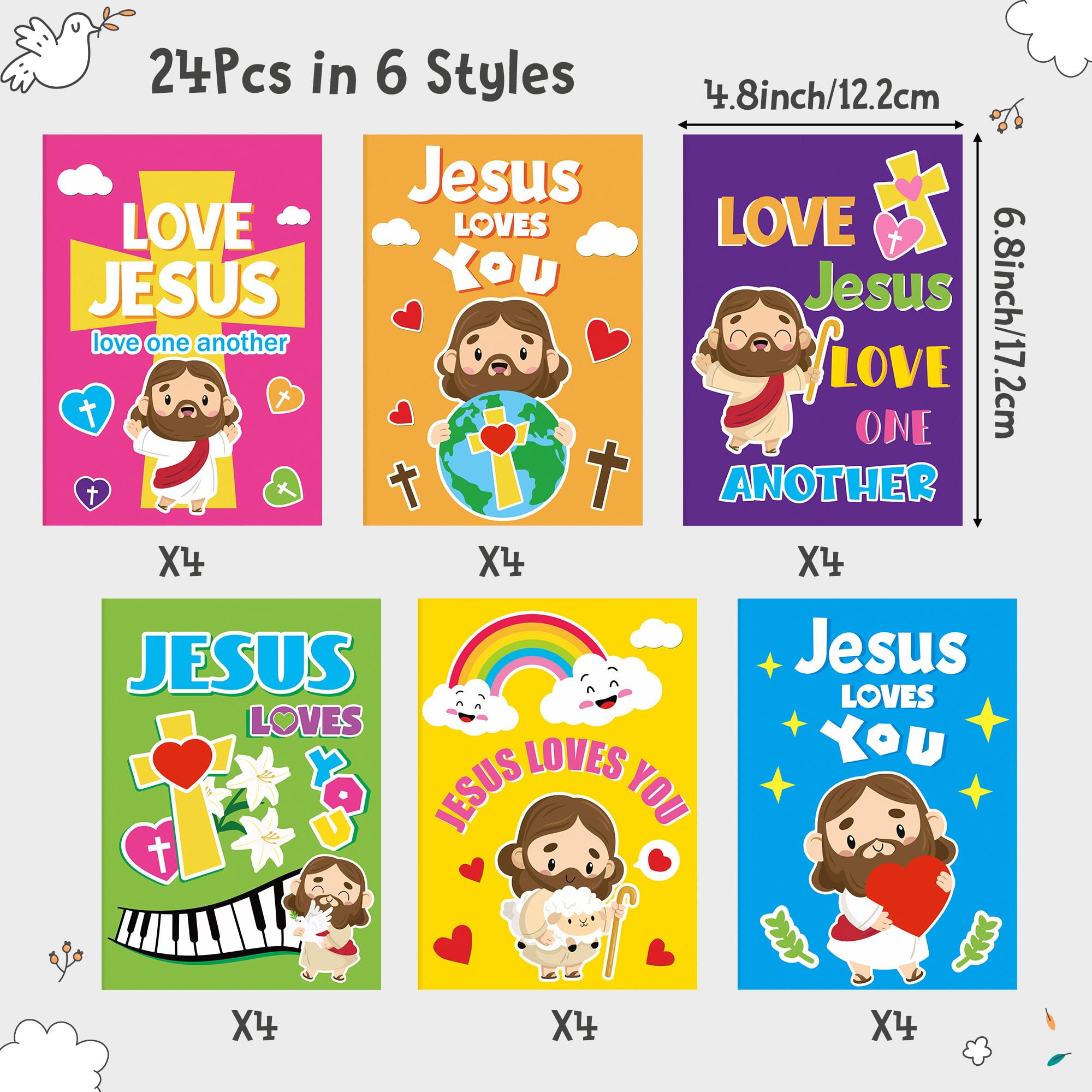 24-Pack Jesus Loves You Coloring Books – Religious Bible DIY Pages for Sunday School Kids